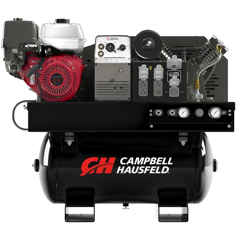 30 Gal. 175 PSI Stationary Compressor, 5000W Generator, 200A Welder (3-in-1 Air Compressor/Generator/Welder Combo Unit) by Campbell Hausfeld 1 30 Gal. 175 PSI Stationary Compressor, 5000W Generator, 200A Welder (3-in-1 Air Compressor/Generator/Welder Combo Unit) by Campbell Hausfeld