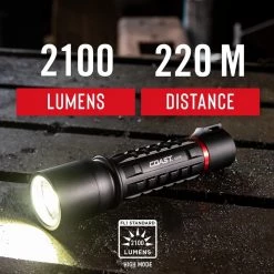 XP11R 2100 Lumen Rechargeable LED Flashlight with Slide Focus and Beam Lock by Coast -Dasco Pro Sales Store coast handheld flashlights 30348 76 1000