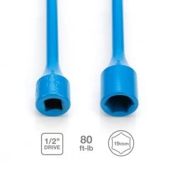 1/2 in. Drive 19mm 80 ft./lb. Torque Stick Limiting Socket in Blue by Steelman -Dasco Pro Sales Store steelman impact sockets 50066 1f 1000