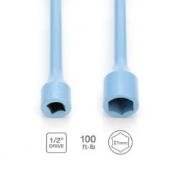 1/2 in. Drive 21mm 100 ft./lb. Torque Stick Limiting Socket in Sky Blue by Steelman -Dasco Pro Sales Store steelman impact sockets 50074 1f 1000