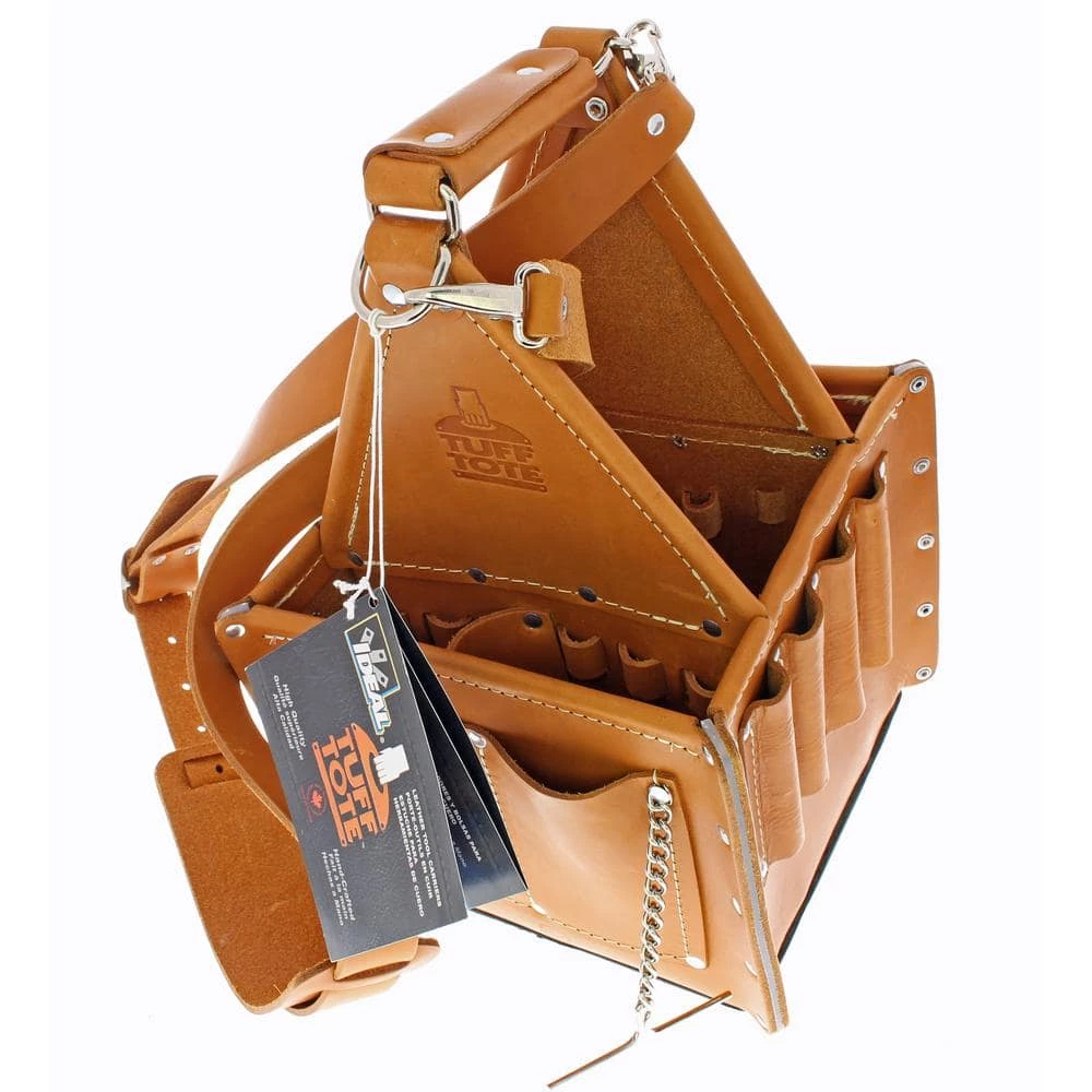 10.75 in. Tuff-Tote Ultimate Tool Bag Carrier Premium Leather with Strap by IDEAL 4 10.75 in. Tuff-Tote Ultimate Tool Bag Carrier Premium Leather with Strap by IDEAL - Image 4
